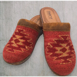 Born Bandy Clogs Women's Size 8 39 Red Blanket Southwest Handwoven Aztec